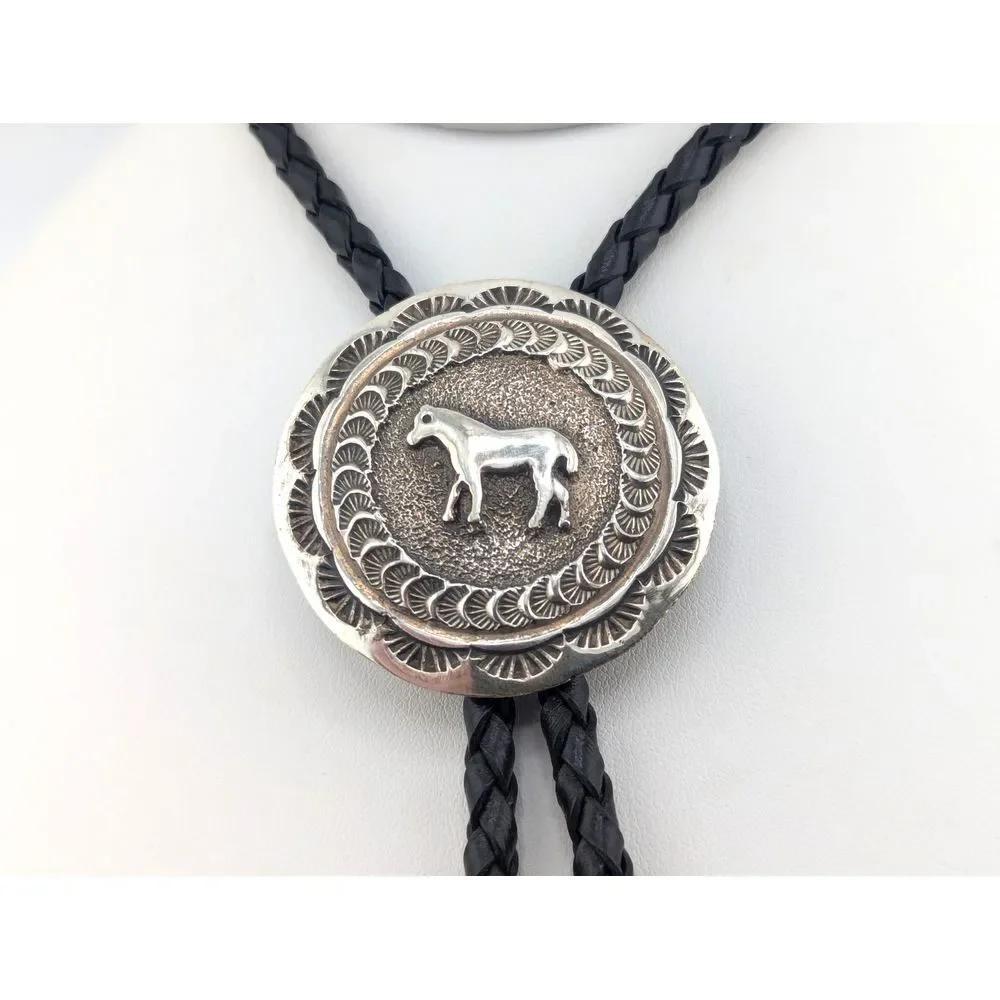 Bolo Tie‎ for Men, Sterling Silver, Horse Design Handmade***